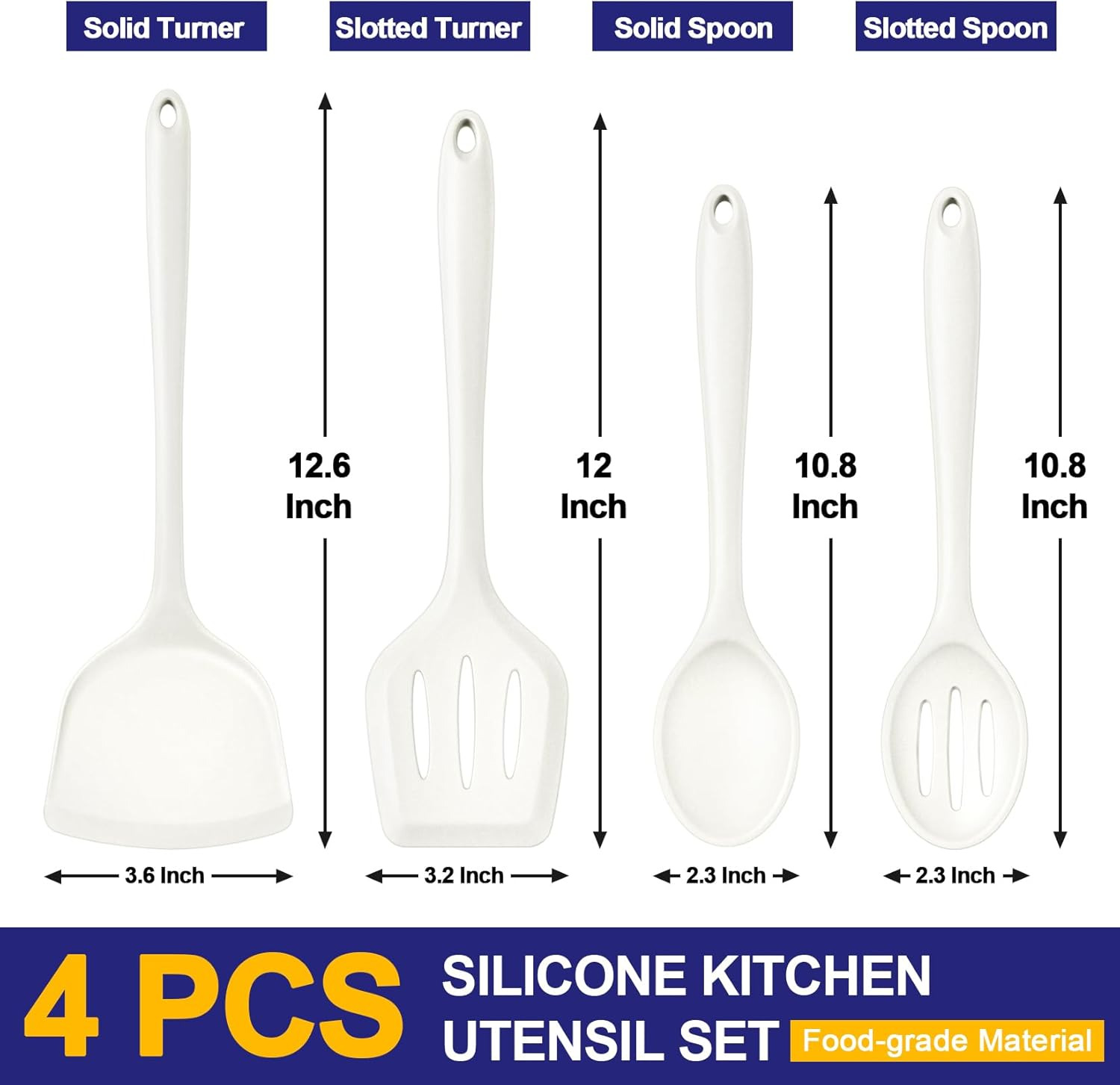 Kitchen Utensil Set, 4 Pieces Non-Stick Silicone Cooking Utensils, Heat-Resistan