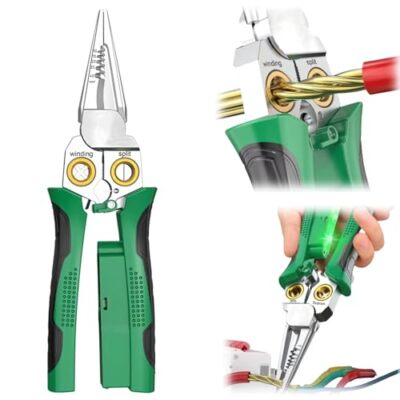 8in1 Wire Stripper, Cable Scissors, Voltage Tester, 12-250V, LED & Sound Alarm