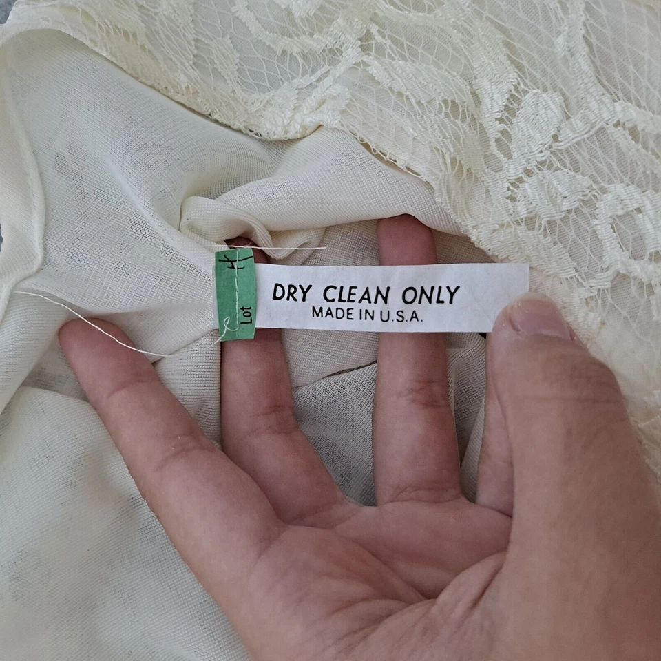 Vintage Flapper Dress Woman Small Ivory Fringe Lace Coquette Fairy Wedding Prom - Image 3 of 4