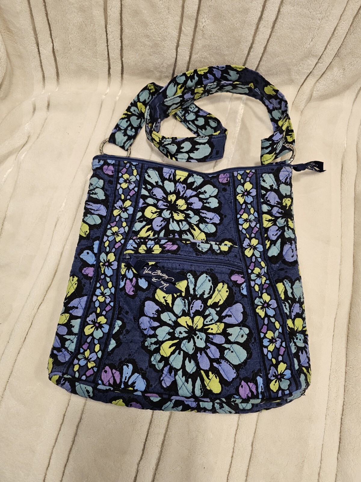 Vera Bradley Indigo Blue Pop Hipster Crossbody Bag with Floral Print  