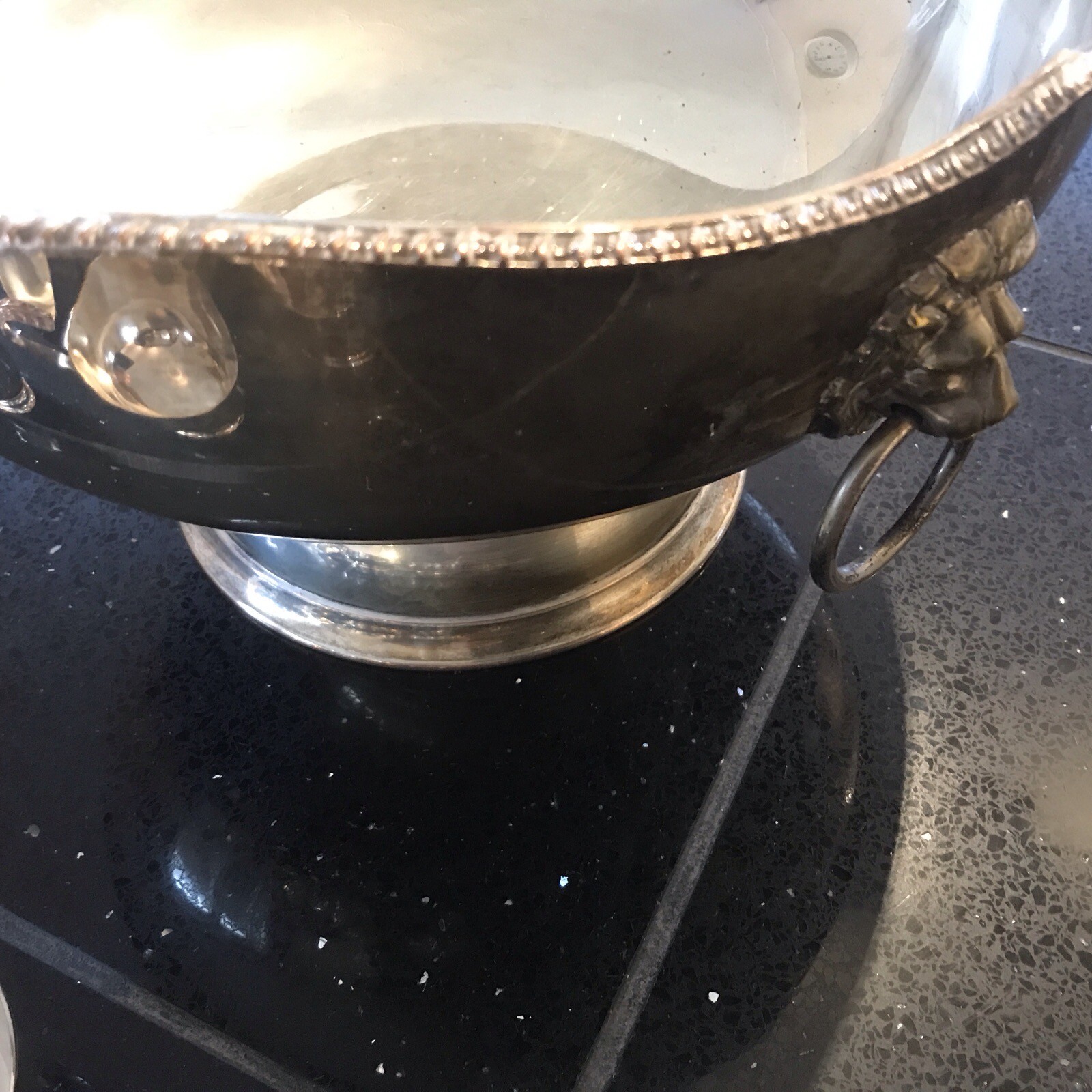 Large Heavy Vintage Silver Plated Punch Bowl & Cups & Spoon 7 ‘ Tall