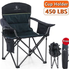 ALPHA CAMP Camping Chair Heavy Duty Oversize Folding Outdoor Chair w/ Cup Holder