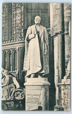 Statue of Gladstone WESTMINSTER Abbey LONDON UK 1905 Postcard
