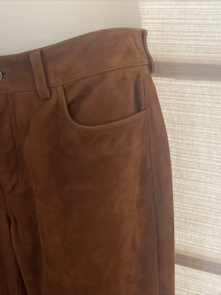 Loro Piana Italy Brown Goat Suede Silk Lined Pants Sz. 42 Mint Cond. Pristine - Image 4 of 4