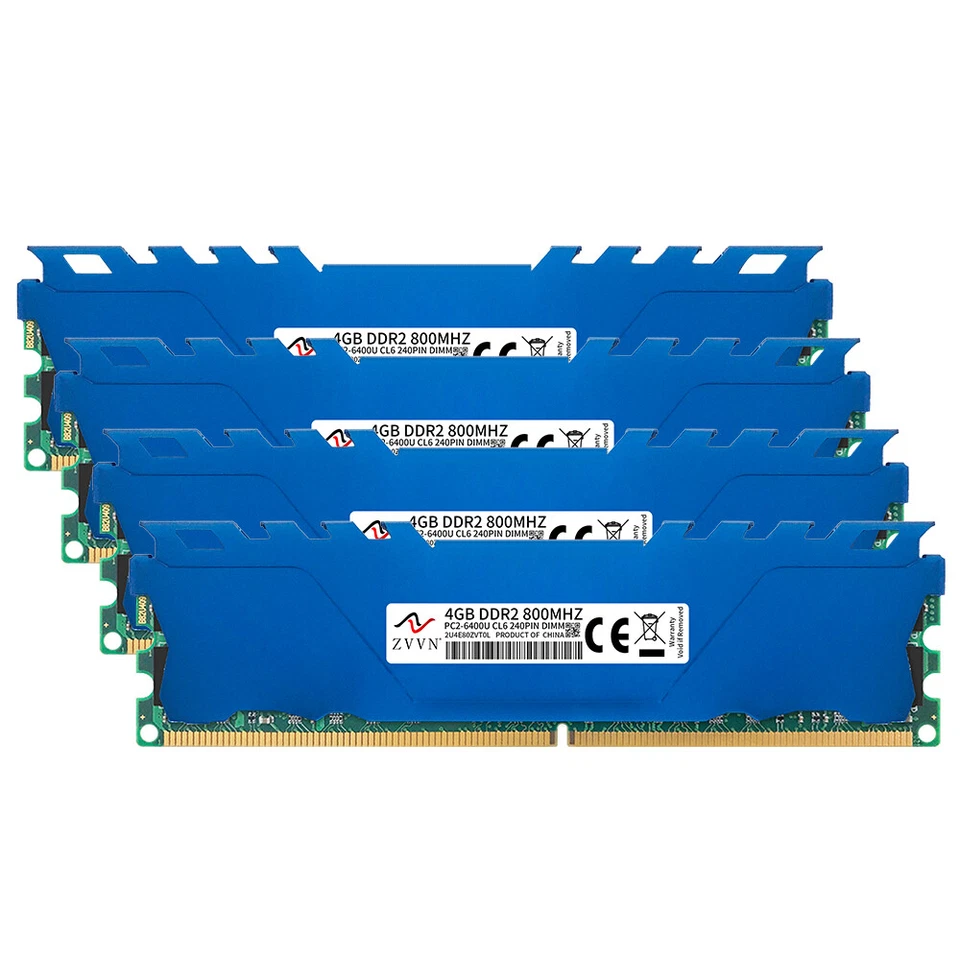 16GB Kit 4x 4GB DDR2 800MHz PC2-6400U 240Pin intel Desktop Memory RAM ZVVN Blue - Image 4 of 4
