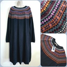 Seasalt Size 20 Tall RRP £85 BNWT Navy/Multicoloured Pattern Knit Jumper Dress