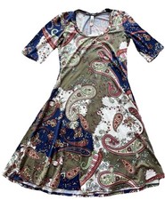 24seven Comfort Apparel dress featuring a multi-color paisley print Size M