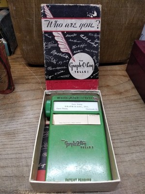 Vtg Graph O Log Handwriting Analysis Party Game Famous Signatures 1930's w/Box!