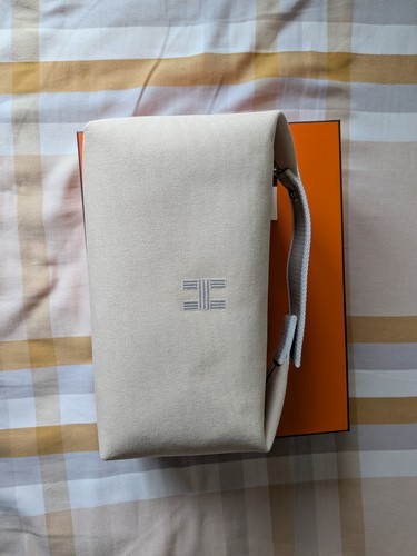 Hermes Bride A Brac GM Natural White Cream Cosmetic Toiletry Pouch Bag