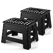 Folding Step Stool - (Pack of 2) Foot Stool with 9 Inch Height - Holds Up to ...
