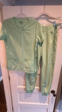 Angie Uniforms Women  s Medical Green Scrub Set Drawstring Stretch Jogger Small