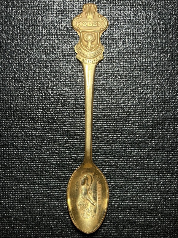 Rolex Bucherer Watches Lucerne — Lion-Themed Gold Spoon — Collectible Rare