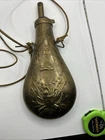 Antique Civil War Era U.S. Brass Powder Flask Shield & Cannons 1860s