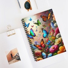 Floral Butterfly Spiral Notebook - Aesthetic Journal for Nature Lovers, Art