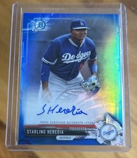 2017 Bowman Chrome Blue Refractor Auto Starling Heredia Dodgers #48/150