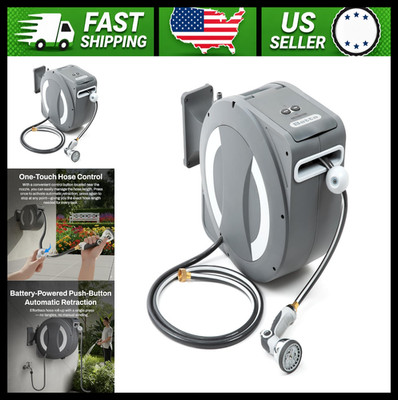 Betta Wall-Mounted Retractable Garden Hose Reel with Spray Nozzle