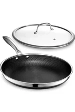 HexClad Hybrid Nonstick 10-In Frying Pan, Stay-Cool Handle, Dishwasher Friendly