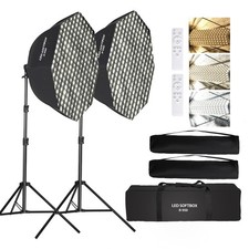 110W Octagonal Parabolic Softbox Lighting Kit, 37.4 "/95cm Soft Box with Hone...