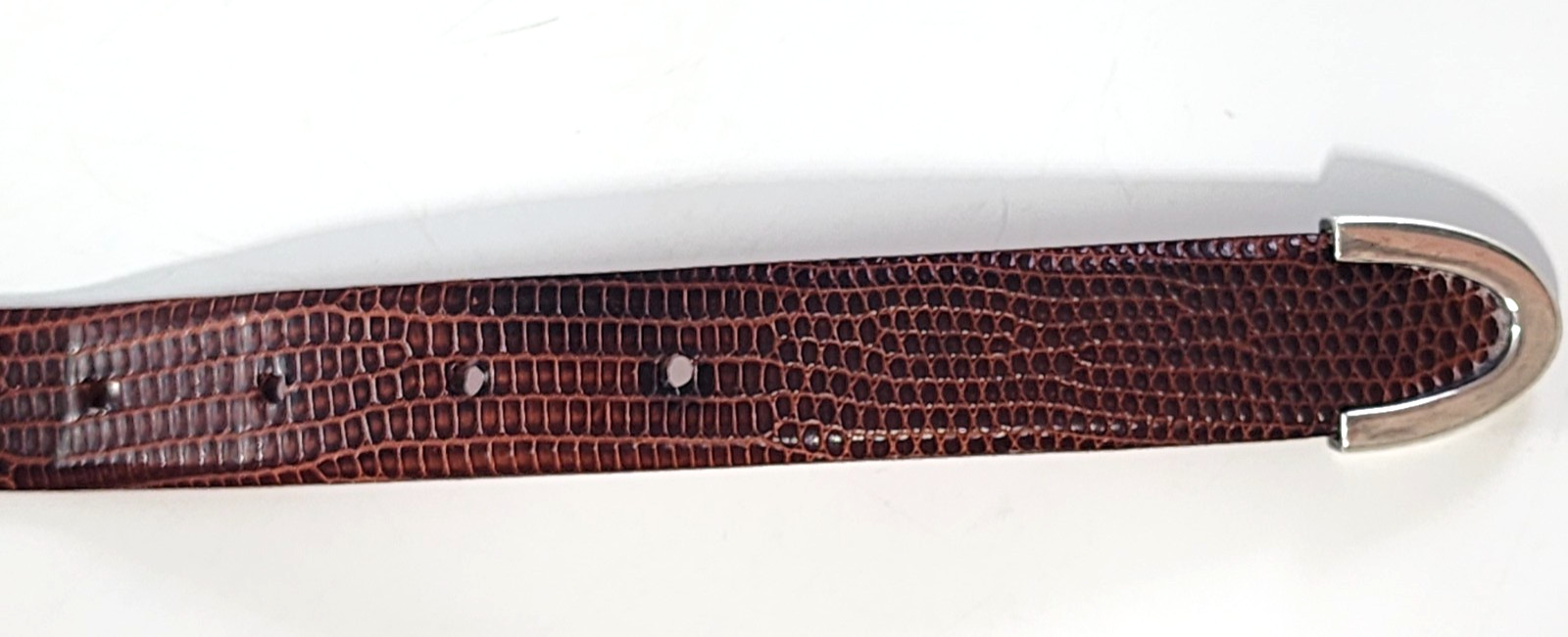 Vogt 925 Silver Buckle & Authentic Java Lizard Leather Belt by Saddlebags Sz 42