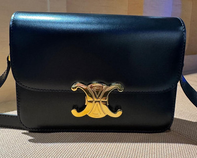 Authentic CÉLINE Triomphe Teen 18.5cm Brand New With Dustbag Shiny Black Celine