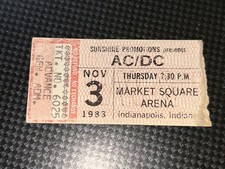 AC/DC 1983 concert ticket stub Fastway Market Square Arena Indy