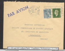 Yvert 549, 694  Paris - Casablanca (Maroc), Par Avion