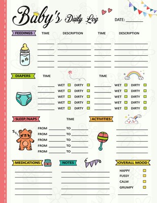 Baby's Daily Log Book: Track Your Newborn Baby s Schedule | Baby Eat, Sleep & Po