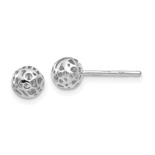 14K White Gold Small Fancy Ball Post Stud Earrings L-5.5 mm, W-5.5 mm