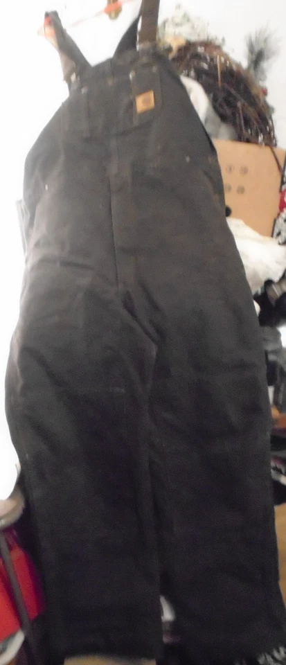 Carhartt Men’s Quilt lined Bibs Overalls Size 40 X 32 Dark Brown Double Knees - Image 2 of 4