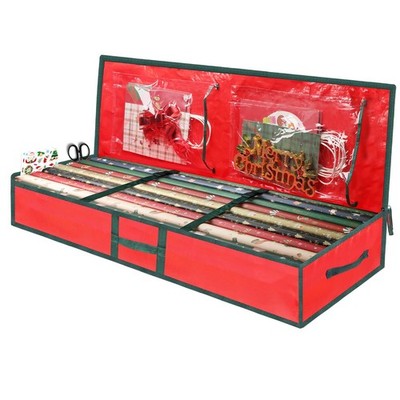 EMOMAS Christmas Gift Wrapping Paper Organizer Storage 40.5'' x 14'' x 6'', red 