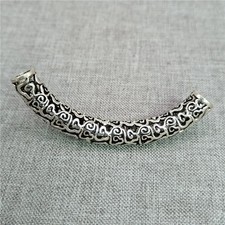 925 Sterling Silver Spiral Swirl Curved Tube Bead Hollow Spacer For Bracelet