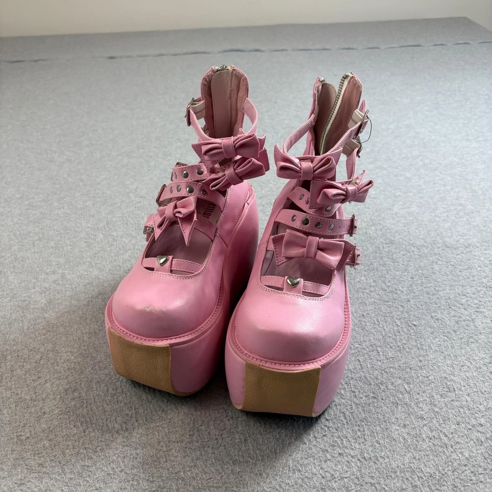 Zapatos Demonia Violeta 25 Para Mujer Talla 6 Plataforma Gótico Arco Hebilla Correas Kawaii Foto 2 de 4