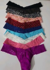 HANKY PANKY LACE LOW RISE THONG SET OF 10 ASSORTED COLORS ONE SIZE
