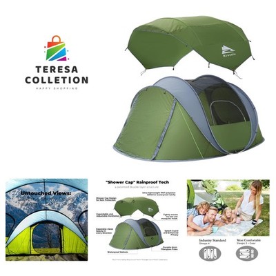 4/6 Person Easy Pop Up Tent, Waterproof, Automatic Setup,2 Doors-Instant Fami...