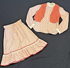 Vintage Youth Girls Cottage Core Prairie 3 piece Skirt Blouse Vest Outfit Sz 10