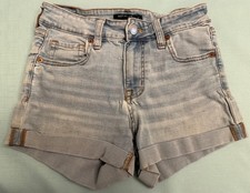 Aeropostale Aero Lt. Blue Denim High Rise Midi Short - Size 0 zero Women Jr