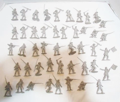 MARX BLUE AND GRAY PLAYSET LOT OF 46 CONFEDERATE SOLDIERS 54mm CIVIL WAR 1960's