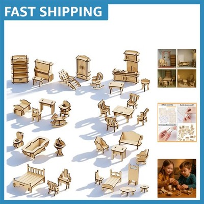 Creative 3D Puzzle Dollhouse Furniture Set for Imaginative Play - Safe & Fun