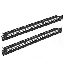 NavePoint 24-Port CAT6 UTP Patch Panel 1U with Keystones, RJ45 Ethernet, 2-Pack