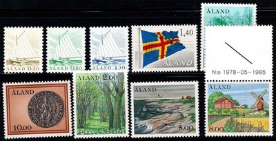Aland Inseln 1984-85 Mi. 1-6,11-13 Neu ** 100% Boot, Flagge, Münze, Landschaft