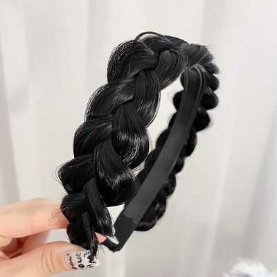 Wide Messy Braided Headband With Teeth Synthetic Hair Plaited Headband for Girls