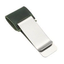 Notebook Pen Ring, Steel Clip with Leather, Dark Green