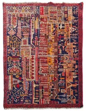 Rare Hand Knotted Vintage Afghan Adras Khan Balouch Wool Area Rug 4.10 x 2.10 Ft