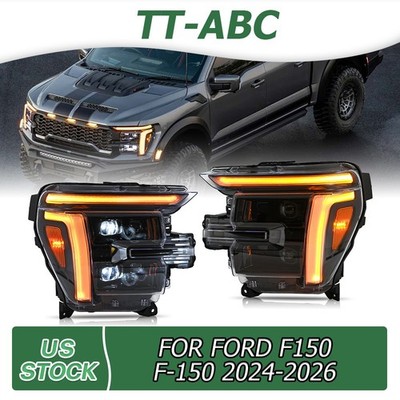 LED Headlights Assembly For 2024 2025 2026 Ford F-150 DRL Sequential Animation
