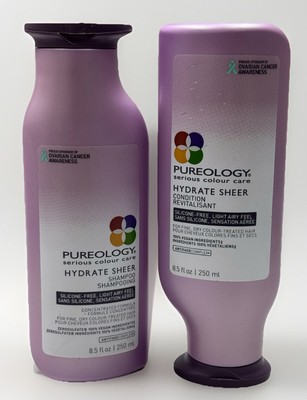 pureology hydrate sheer shampoo & conditioner 8.5oz ea scuffed exterior