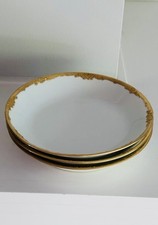 3 Antique HAVILAND Round Shallow Gold Gilt Bowls Limoges France c. 1910