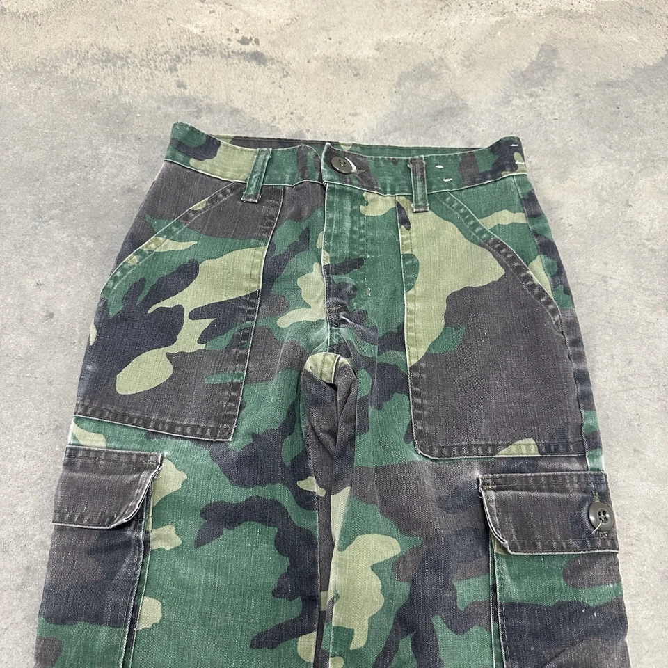 Pantalones militares cargo camuflaje selva vintage años 80 niños 25x24 talla 10 Scovill cremallera EE. UU.  Foto 3 de 4