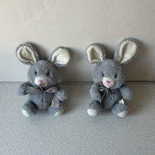 2x Grey Plush Bunny Rabbit Soft Toy