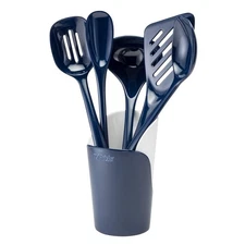 Hutzler Melamine Cooking Utensils and Crock Set, 6-pc, Cobalt Blue
