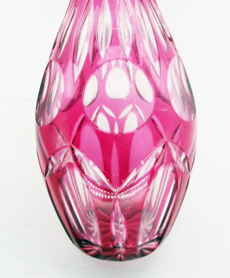 Nachtmann Bamberg ? Decanter 13" Cranberry Cut to Clear Crystal Pink - Image 4 of 4